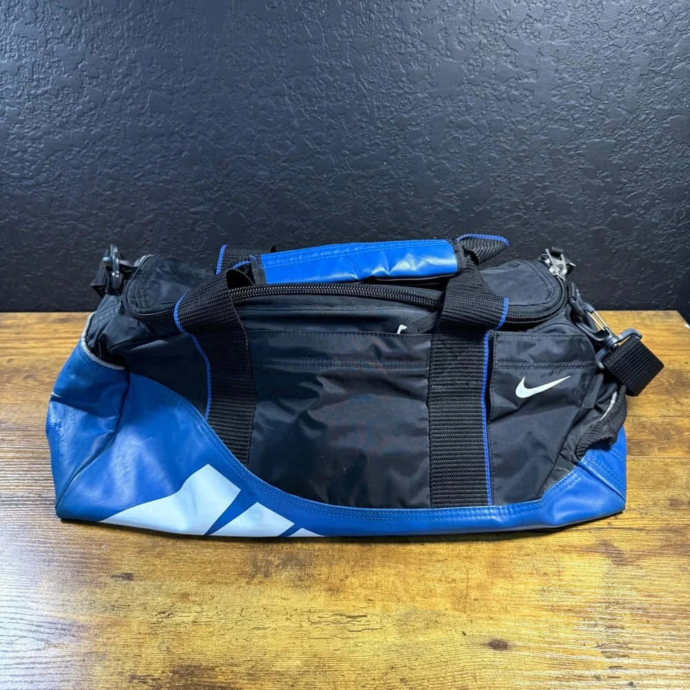 Nike Team Training Black Blue Synthetic Duffel Bag Unisex Medium